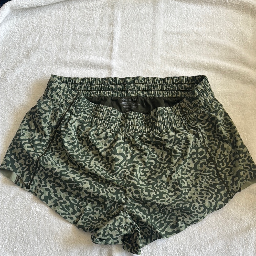 Athleta Olive Camo Print Shorts